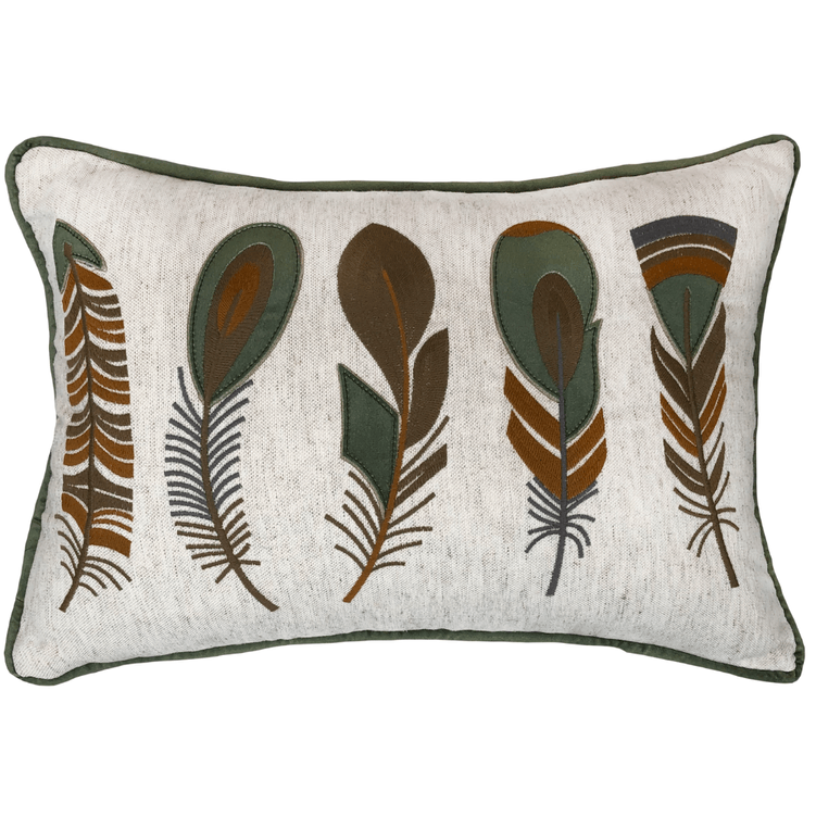 Almofada Em Linho Cru Pena Verde 35X52cm - Decortextil Almofada Em Linho Cru Pena Verde 35X52cm - Decortextil